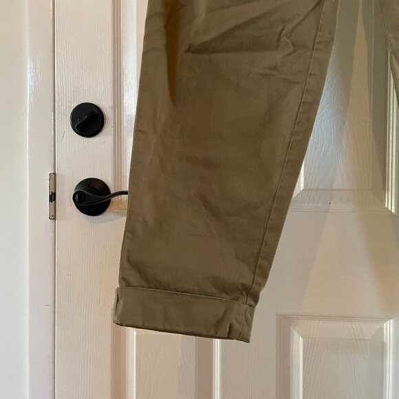 Zara Khaki Green Chino Ankle Pants With Brown Braided Belt Size 6 Small - Picture 4 of 8